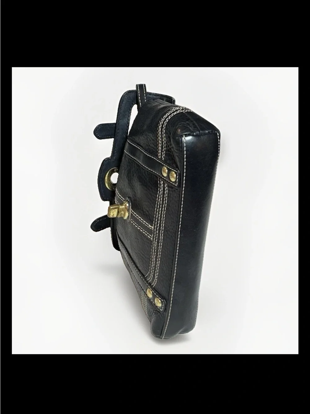 Coach Wristlet Hamptons Miranda Flap, Brass Turn-Lock,Black Leather 2007 Ltd. Ed
